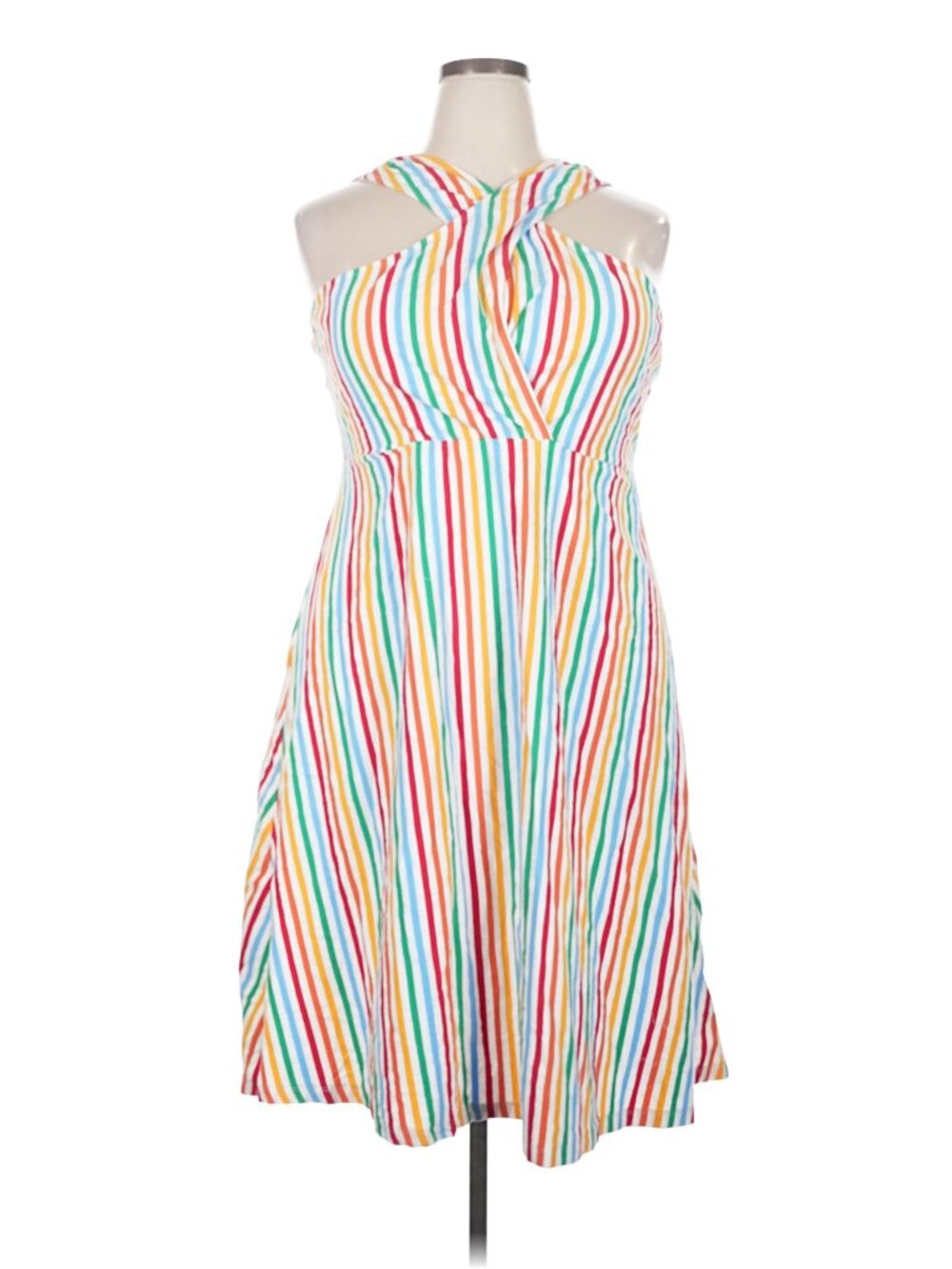 Modcloth Striped Summer Dress Cross-Neck Straps